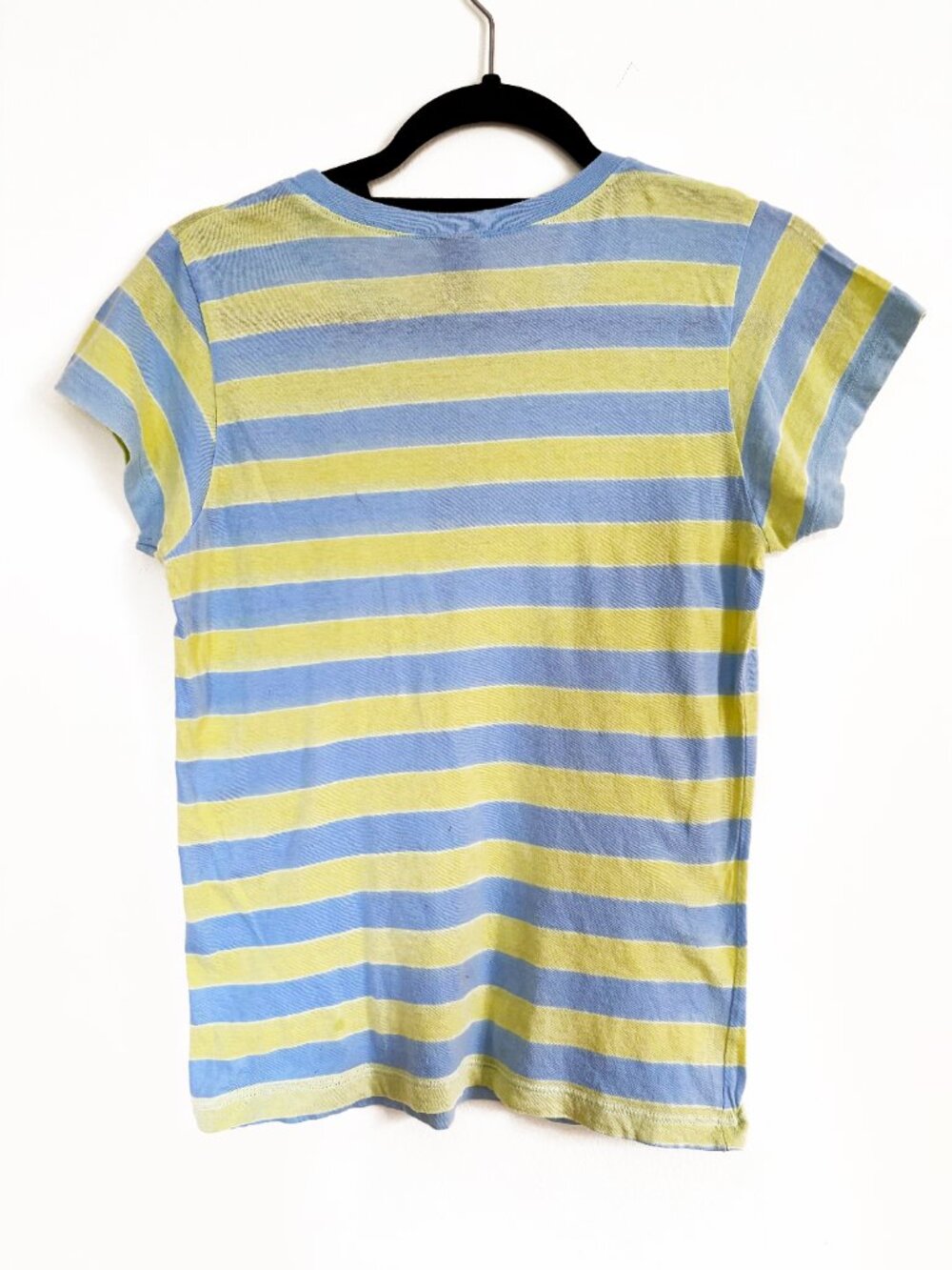 Kids T Shirt by Alternative Vintage Soft - Blue Yellow Stripe Size Kids Large - Picture 2 of 5